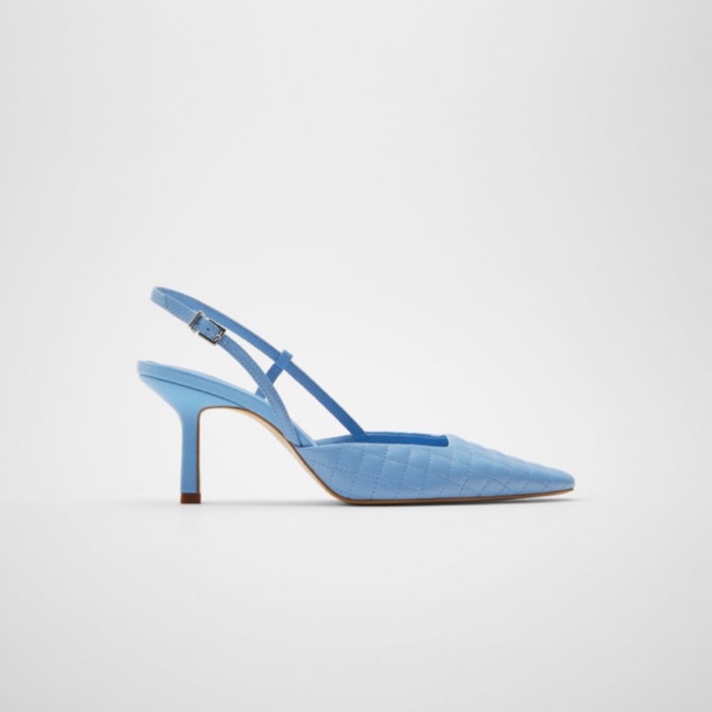 ❌SOLD❌ ZARA QUILTED LEATHER HEELED SLINGBACK - Picture 2 of 11